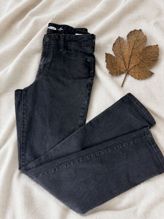 Old Navy Denim - Old Navy Power Slim Straight Jeans Womens Size 4 Mid Rise Black Stretch Denim